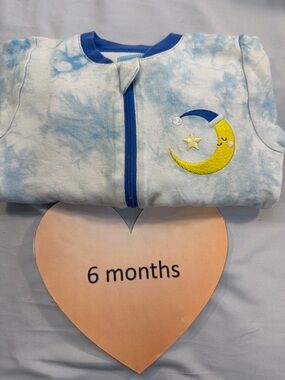 Tuffy Blue and White Baby Onesie with Moon Design